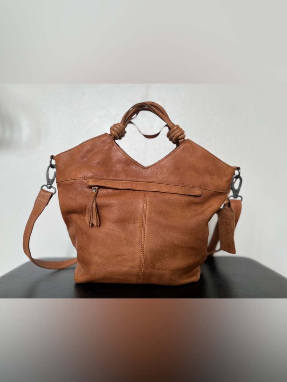 Latico Leathers Cognac Nash Crossbody Handbag - Picture 4 of 15